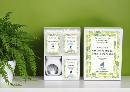 Dāvanu komplekts ar aromlampu un 3 kausējamajiem vaskiem