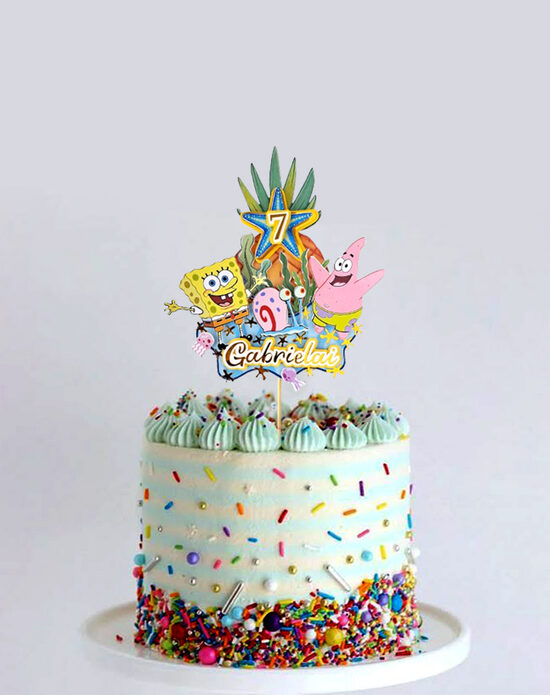 Spongebob tematikas kūkas toperis, dekors